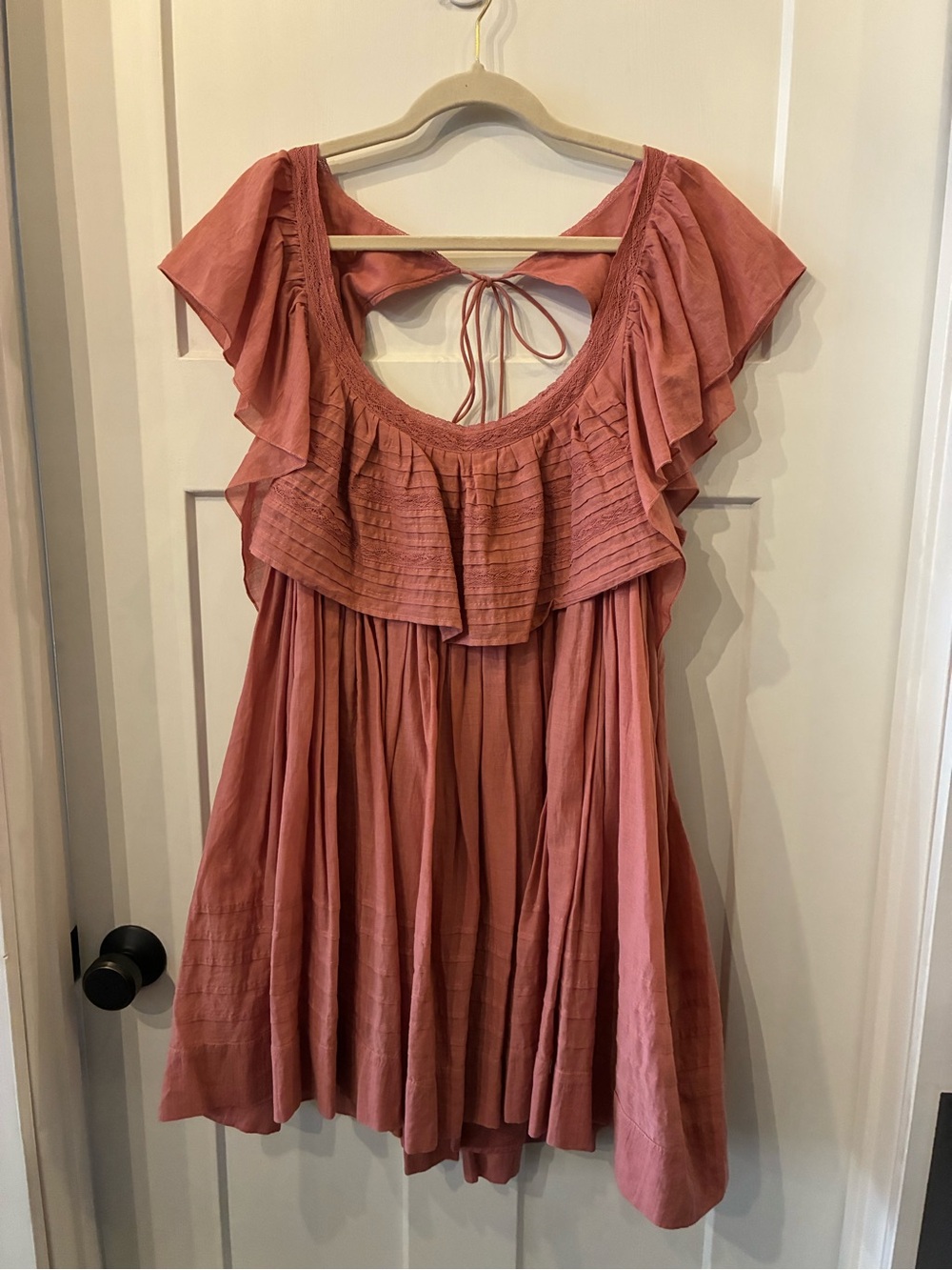 Free People Dusty Rose Ruffle Mini Dress